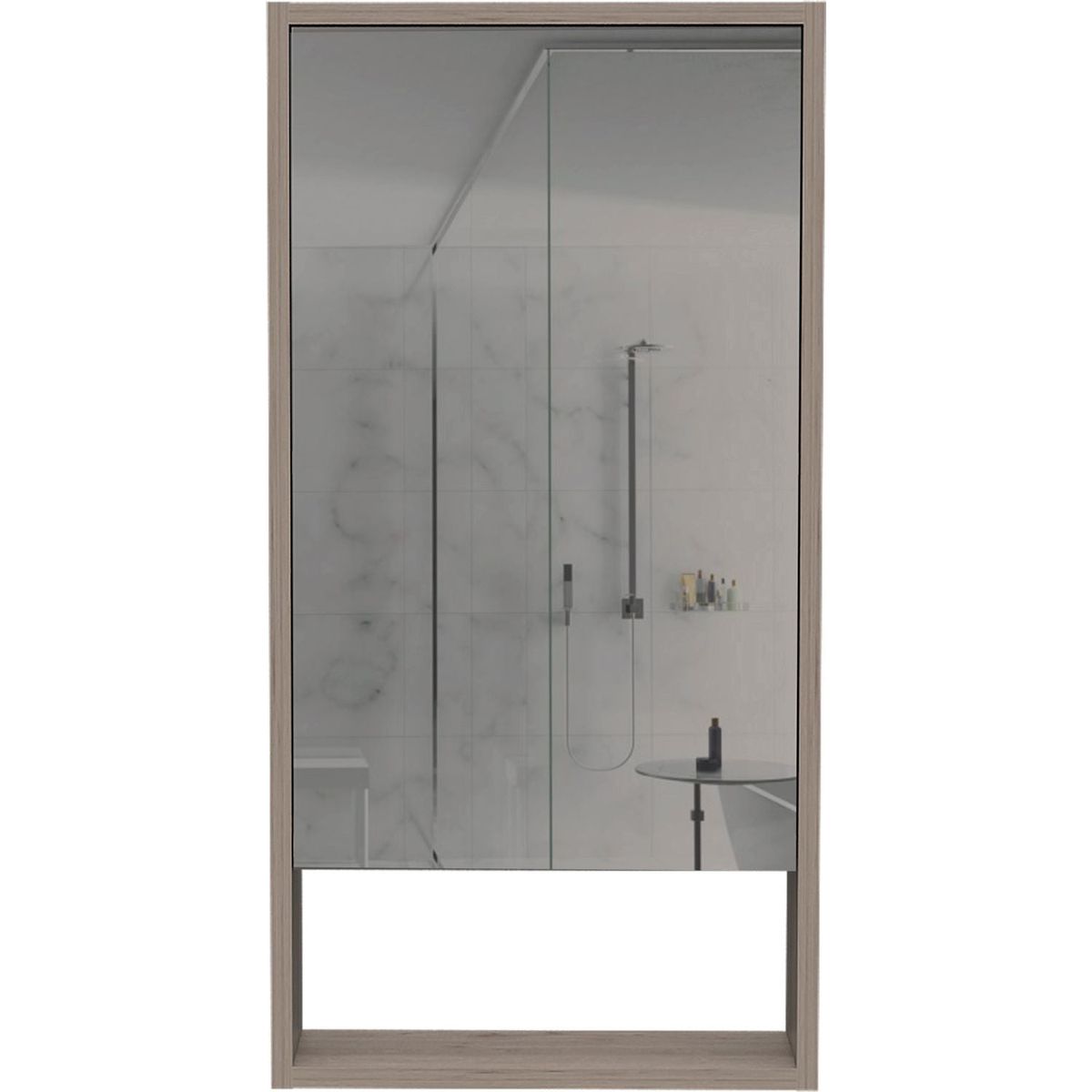 Mariana Medicine Cabinet, One External Shelf, Single Door Mirror Two Internal Shelves -Light Gray