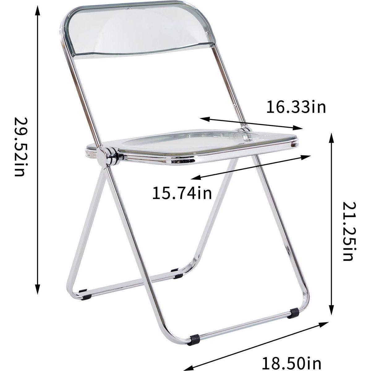 Gray Clear Transparent Folding Chair Chair Pc Plastic Living Room Seat