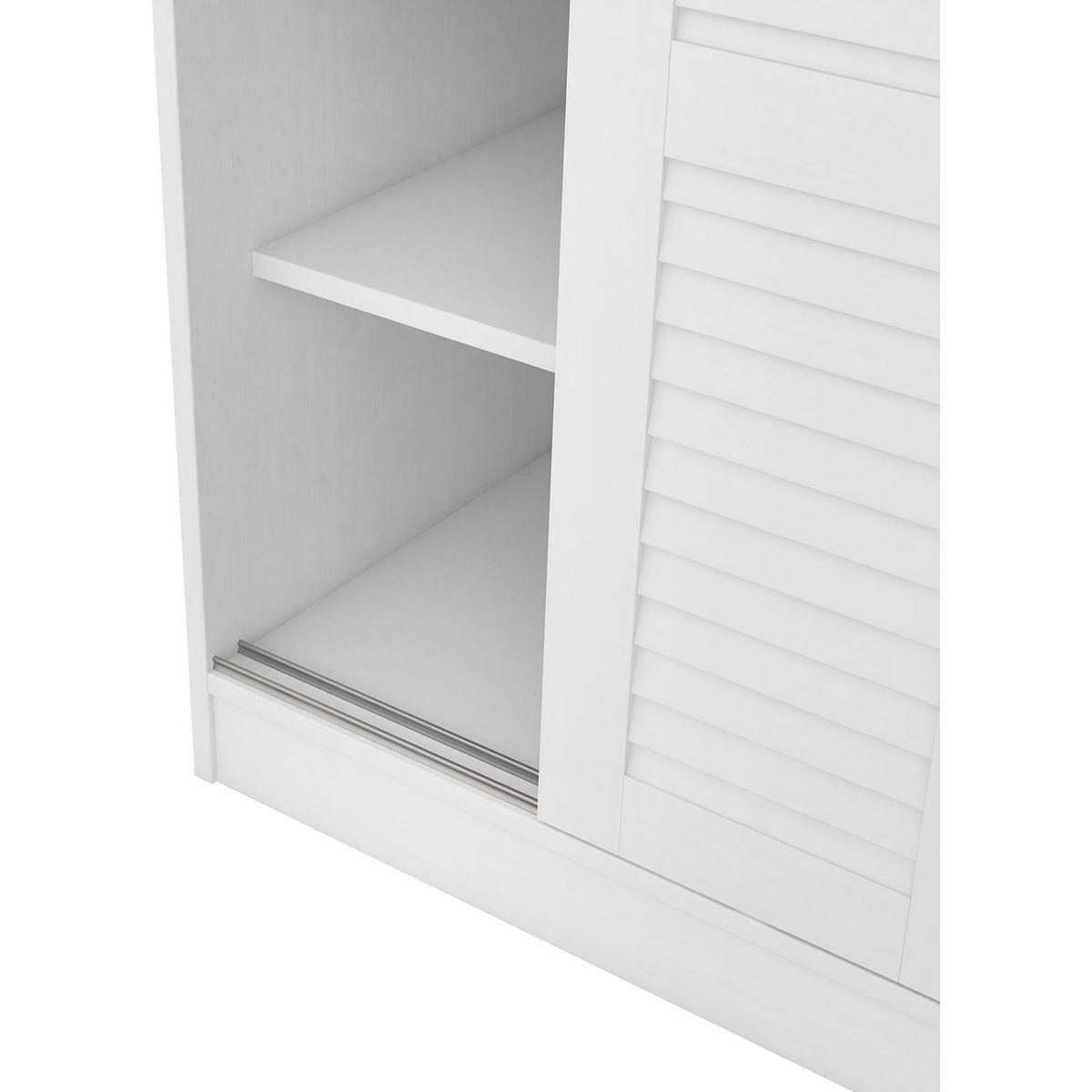3-Door Shutter Wardrobe with shelves, White