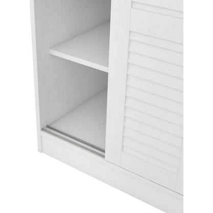 3-Door Shutter Wardrobe with shelves, White