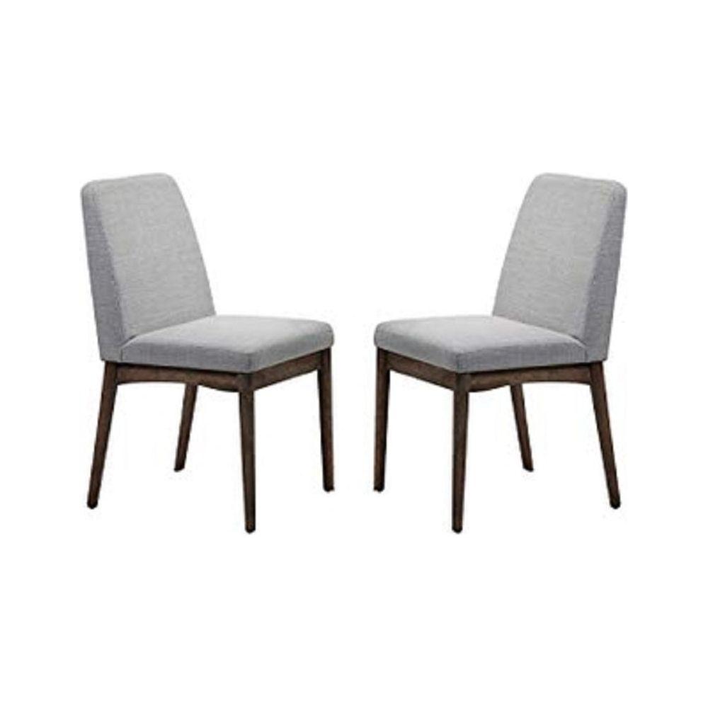 Mid-Century Style Dining Chairs 2pcs Set Solid wood Fabric Upholstered Cushion Chair