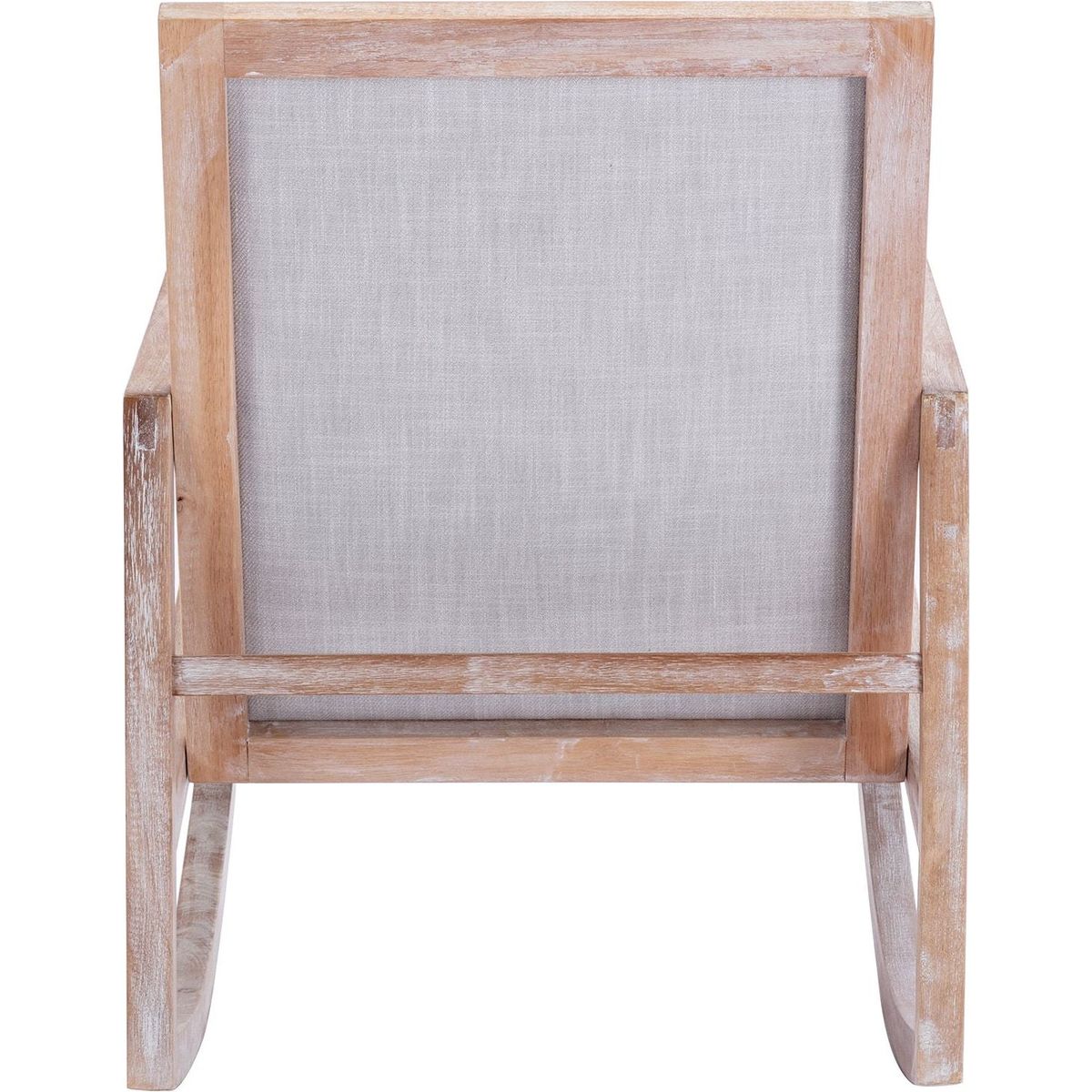 Solid wood linen fabric antique white wash painting rocking chair with removable lumbar pillow