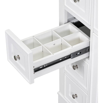 36" Bathroom Vanity with Sink Combo, One Cabinet and Six Drawers, Solid Wood and MDF Board, White