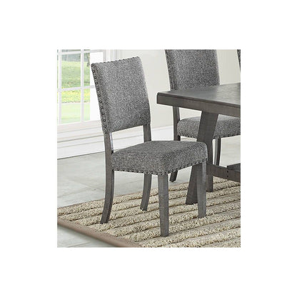 Modern Gray Fabric Upholstered Set of 2 Side Chairs Dining Room Saw Tooth Engraving