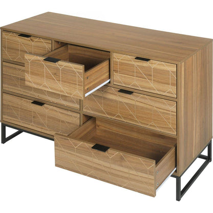 Modern 7 Drawer Dresser Wood Cabinet (Walnut)