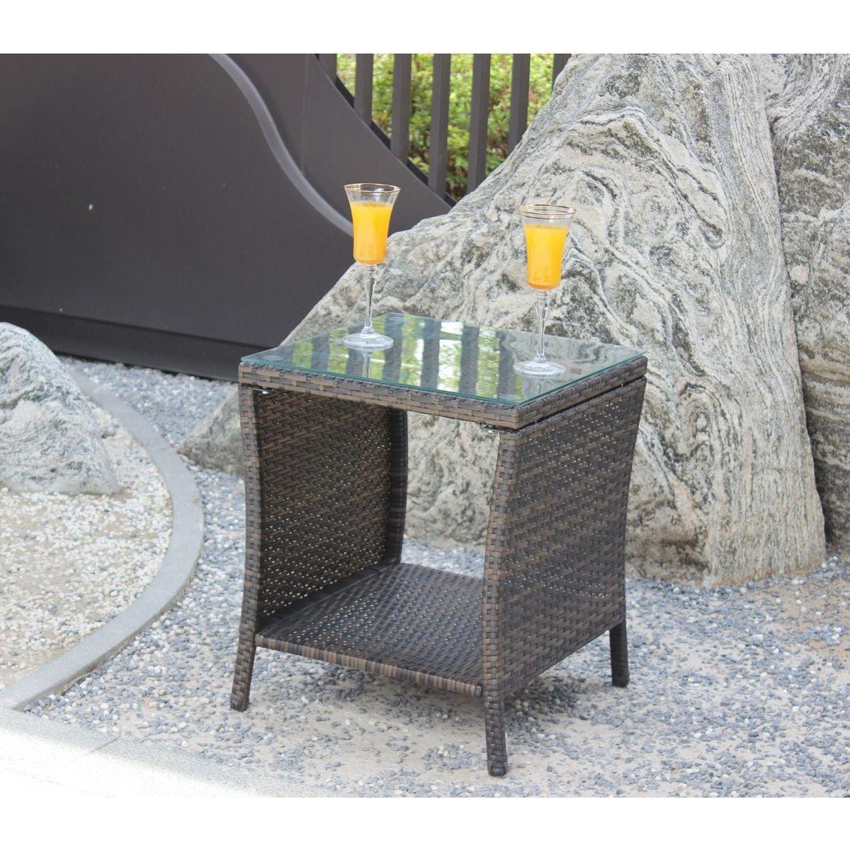 Outdoor patio Furniture 1 Coffee Table with clear tempered glass