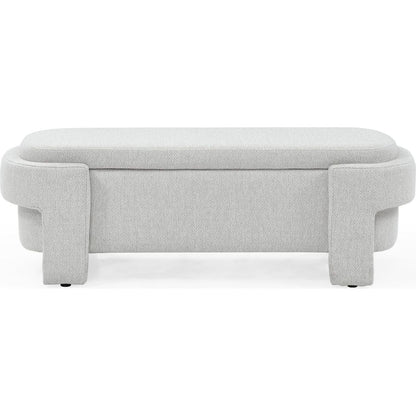 Linen Fabric Upholstered Bench with Large Storage Space for the Living Room, Entryway and Bedroom, White,(51.5"x20.5"x17") - Streamdale Furniture