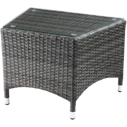 Tashelle Patio Bistro Set (3Pc) in Gray Fabric & Gray Wicker