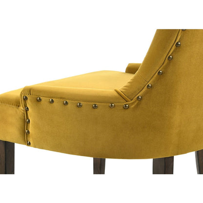 Farren Side Chair, Yellow Velvet & Espresso Finish