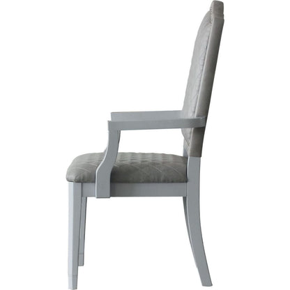 House Marchese Arm Chair, Two Tone Gray Fabric & Pearl Gray Finish