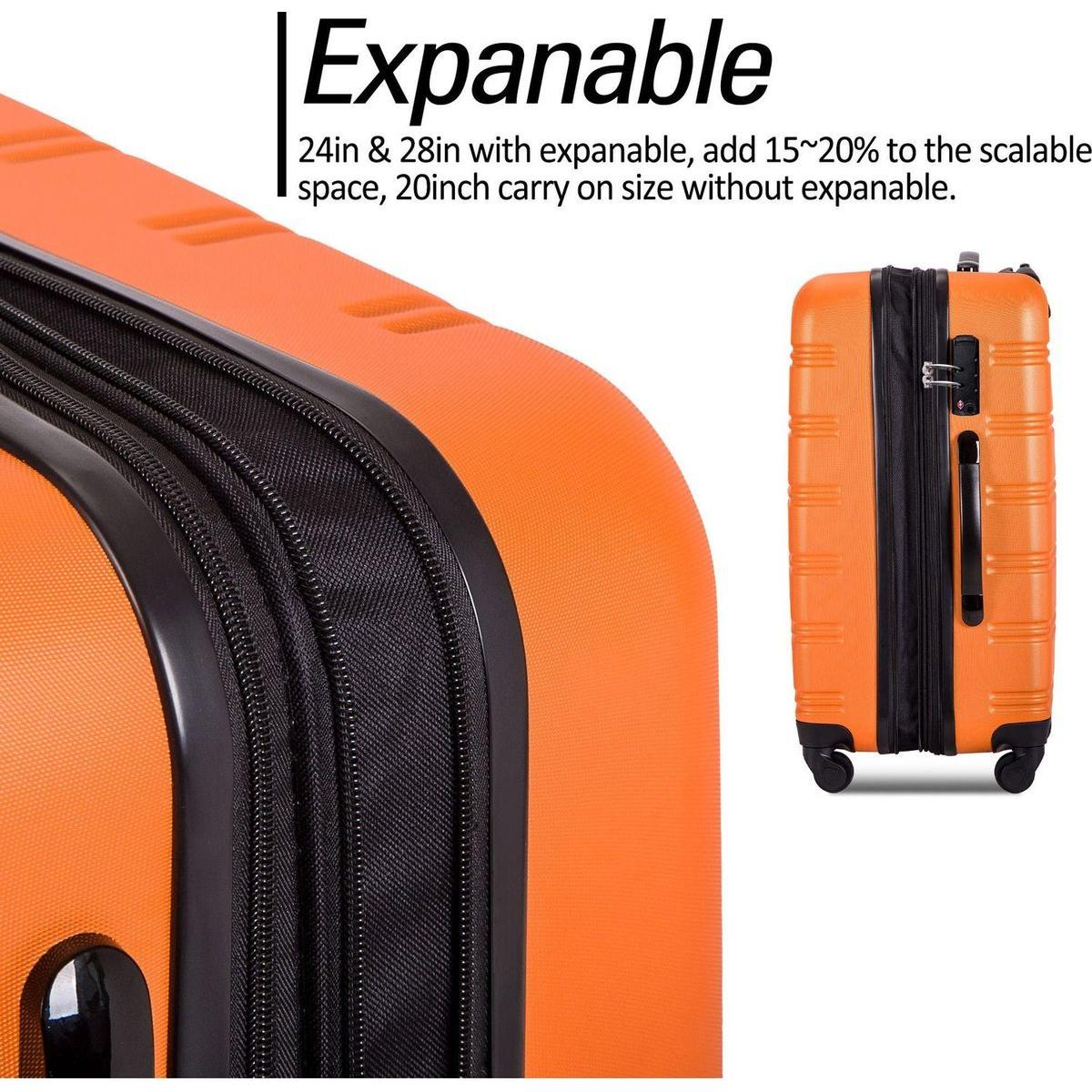3 Piece Luggage Set Hardside Spinner Suitcase with TSA Lock 20" 24' 28" Available