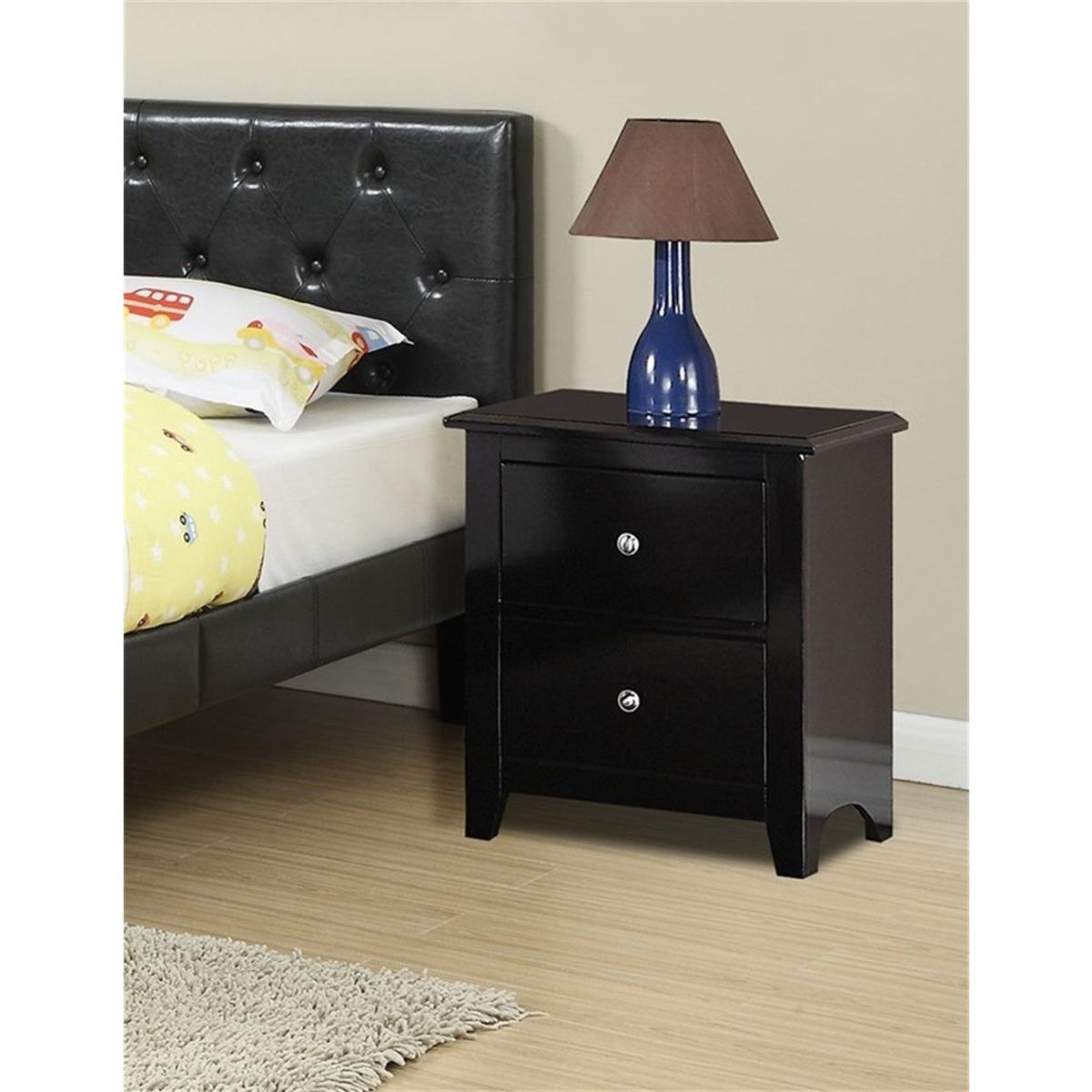 Nightstand With 2 Drawers Storage, Black