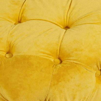 Yellow Modern Velvet Upholstered Ottoman, Exquisite Small End Table, Soft Foot Stool, Dressing Makeup Chair, Comfortable Seat for Living Room, Bedroom, Entrance