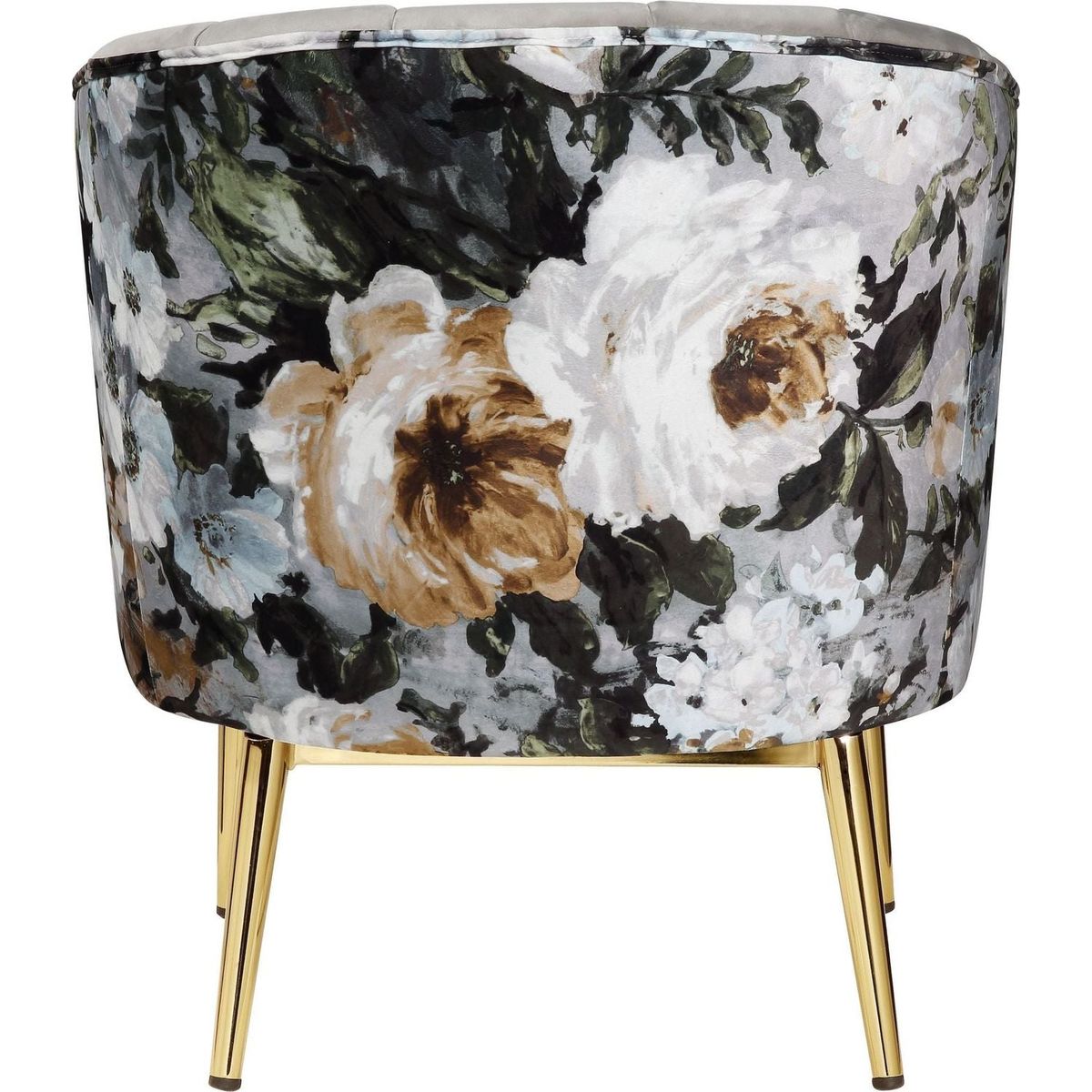 Colla Accent Chair, Gray Velvet & Gold