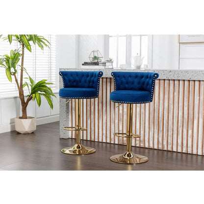 COOLMORE Swivel Bar Stools Set of 2 Adjustable Counter Height Chairs with Footrest for Kitchen, Dining Room 2PC/SET