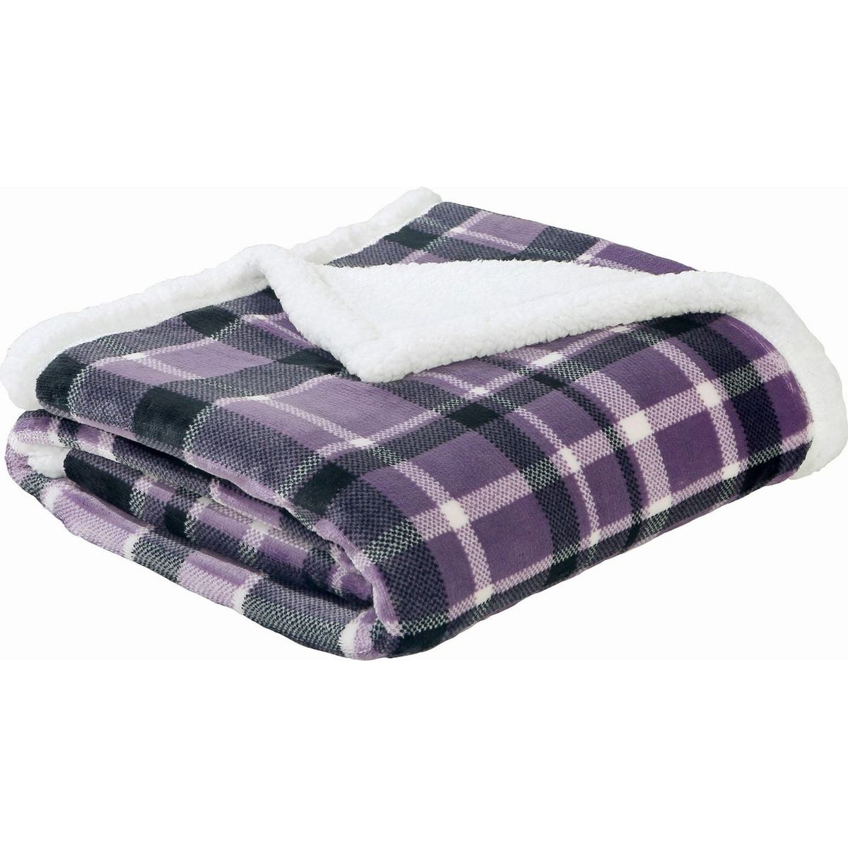 Plaid Flannel Sherpa Throw Blanket