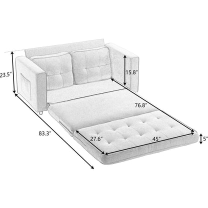 3 Fold Sofa,Convertible Futon Couch sleeper sofabed,Space saving loveseat,Pull Out Couch Bed for Living Room,Dark Gray & Light Gray & Beige,Velvet linen fabric