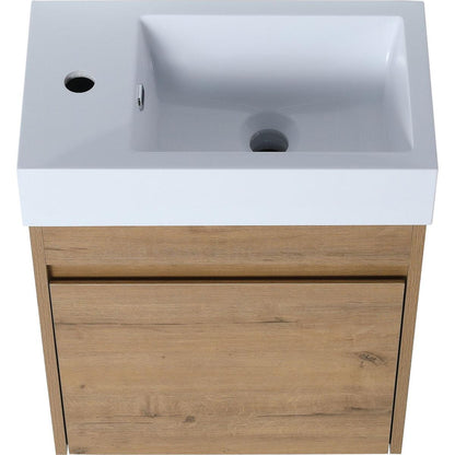 18" Floating Wall-Mounted Bathroom Vanity with White Resin Sink & Soft-Close Cabinet Door
