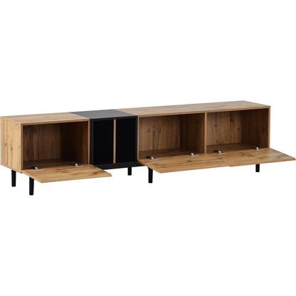 Modern TV Stand for 80" TV with 3 Doors, Media Console Table, Entertainment Center with Large Storage Cabinet for Living Room, Bedroom