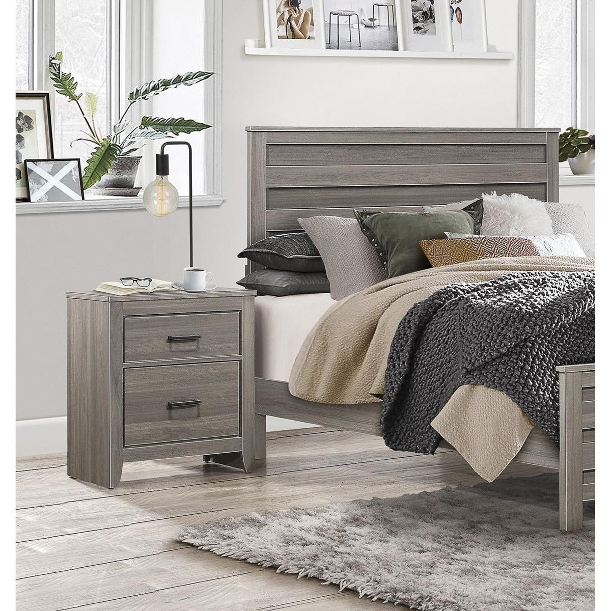 Dark Gray Finish Transitional Look 1pc Nightstand Industrial Rustic Modern Style Bedroom Furniture