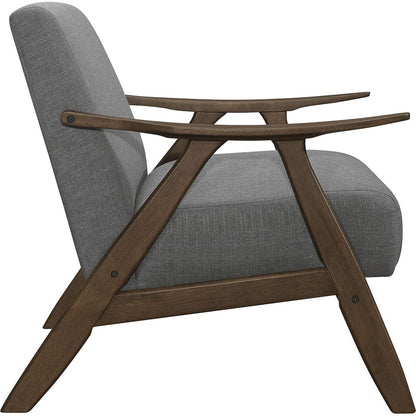 Modern Home Furniture Gray Fabric Upholstered 1pc Accent Chair Walnut Finish Wood Cushion Back and Seat Furniture