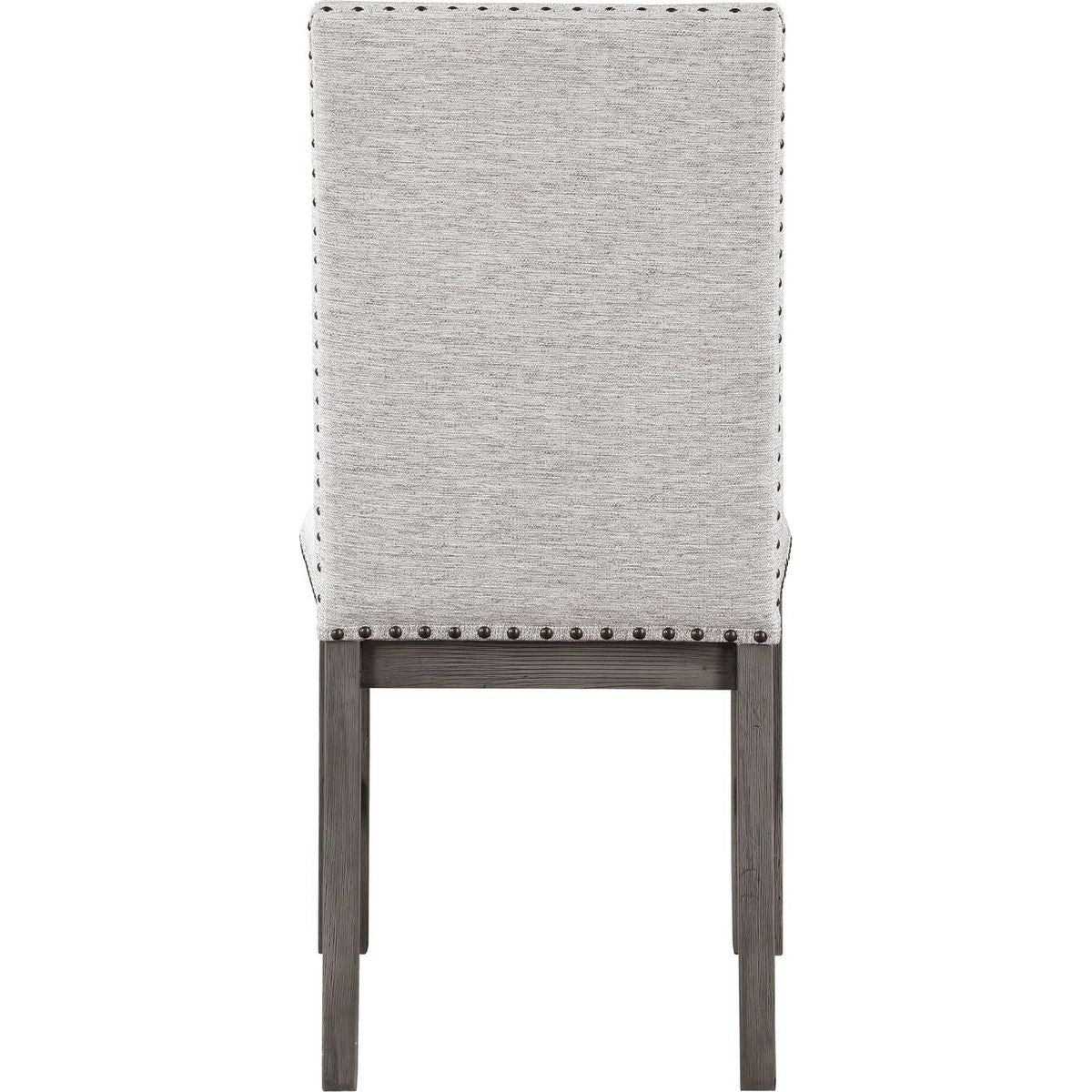 Dining Chairs 2pc Set Beige Fabric Upholstered Seat and Back Nailhead Trim Gray Finish Wood Frame Rustic Design Dining Furniture