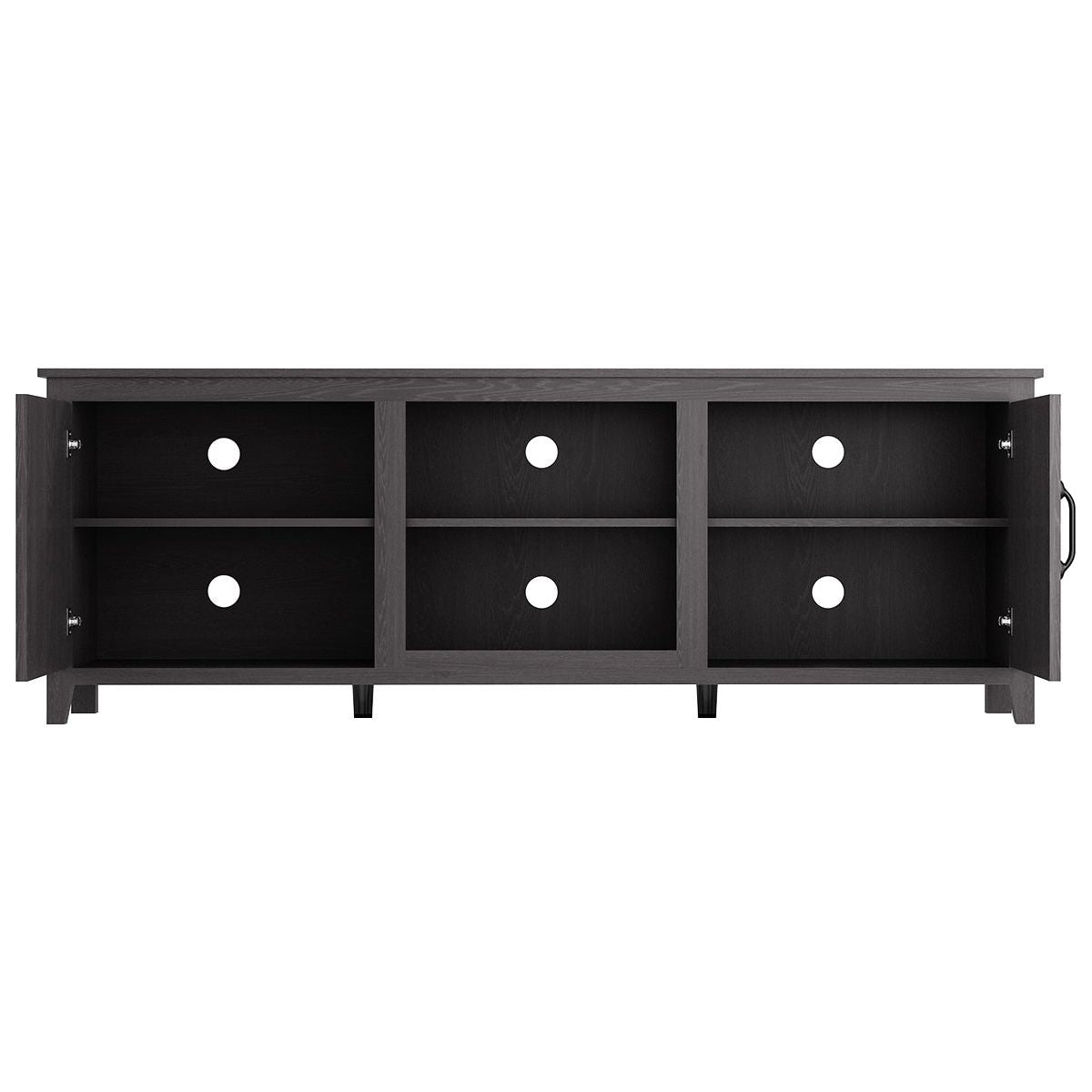 TV Stand Storage Media Console Entertainment Center, Tradition Black, with doors