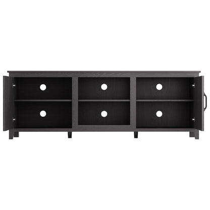 TV Stand Storage Media Console Entertainment Center, Tradition Black, with doors