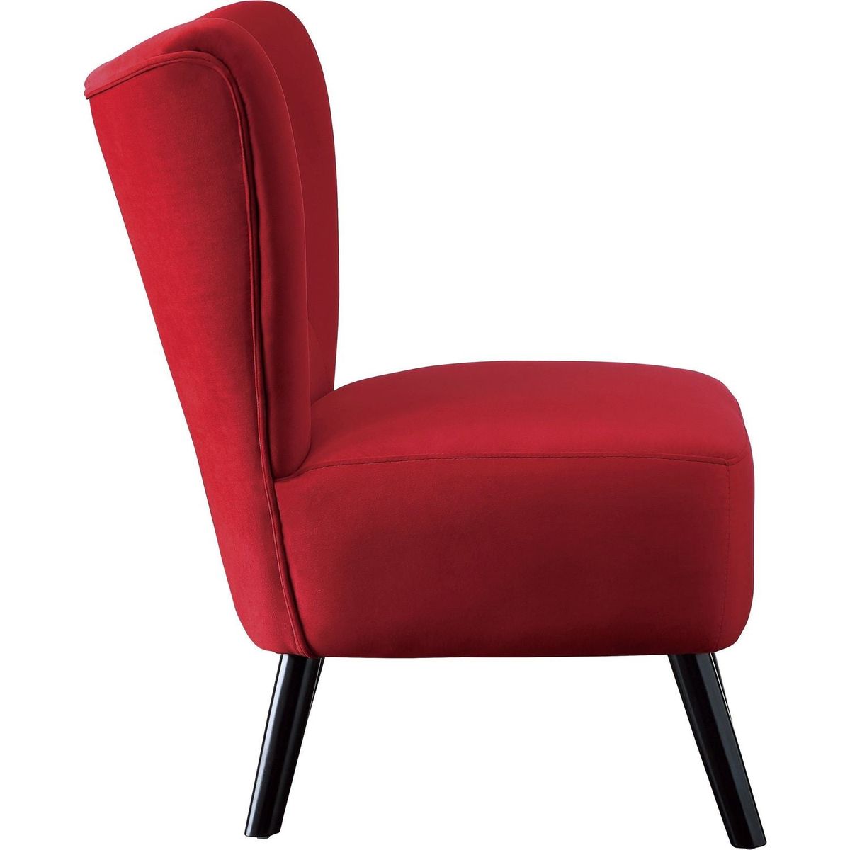 Unique Style Red Velvet Covering Accent Chair Button-Tufted Back Brown Finish Wood Legs Modern Home Furniture