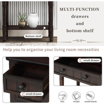 Narrow Console Table, Slim Sofa Table with Three Storage Drawers and Bottom Shelf for Living Room, Easy Assembly (Espresso) - Streamdale Furniture