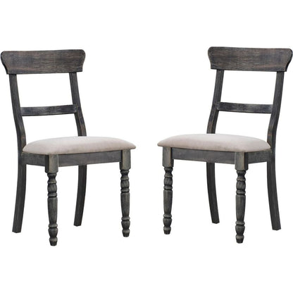 Leventis Side Chair (Set-2) in Light Brown Linen & Weathered Gray