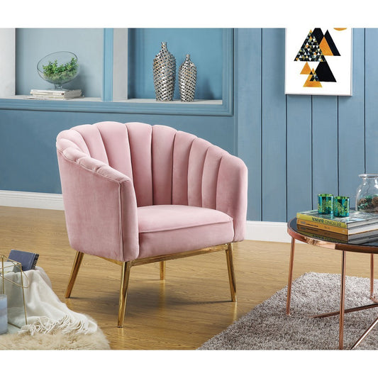 Colla Accent Chair in Blush Pink Velvet & Gold