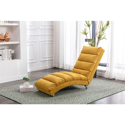 Linen Chaise Lounge Indoor Chair, Modern Long Lounger for Office or Living Room