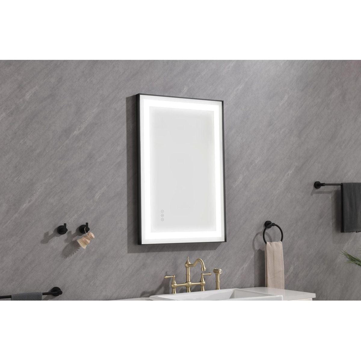 36x24 LED Lighted Bathroom Wall Mounted Mirror with High Lumen+Anti-Fog Separately Control