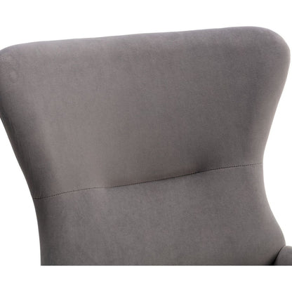 Velvet Fabric Padded Seat Rocking Chair With High Backrest And Armrests