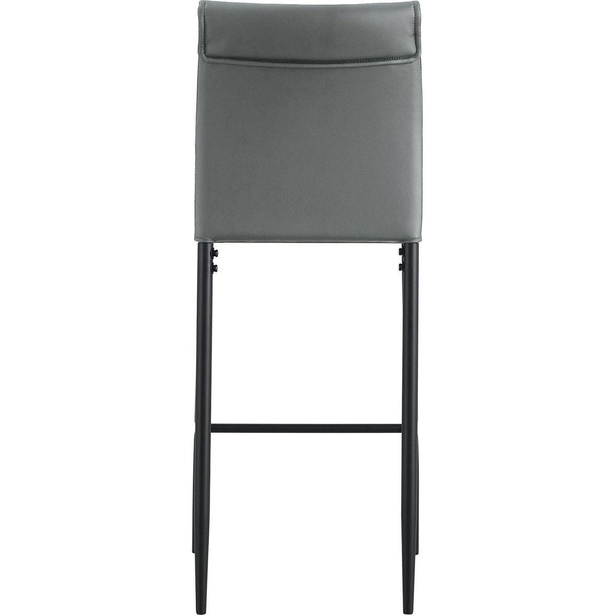 Grey Leather Barstool Dining Counter Height Chair Set of 2