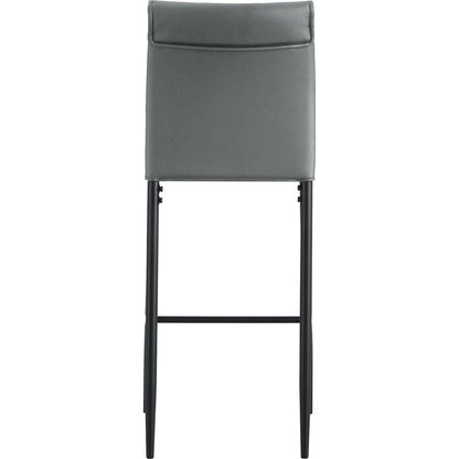 Grey Leather Barstool Dining Counter Height Chair Set of 2