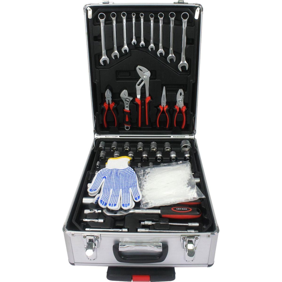 White Hand Tool Box with 4 layers of Toolset and wheels