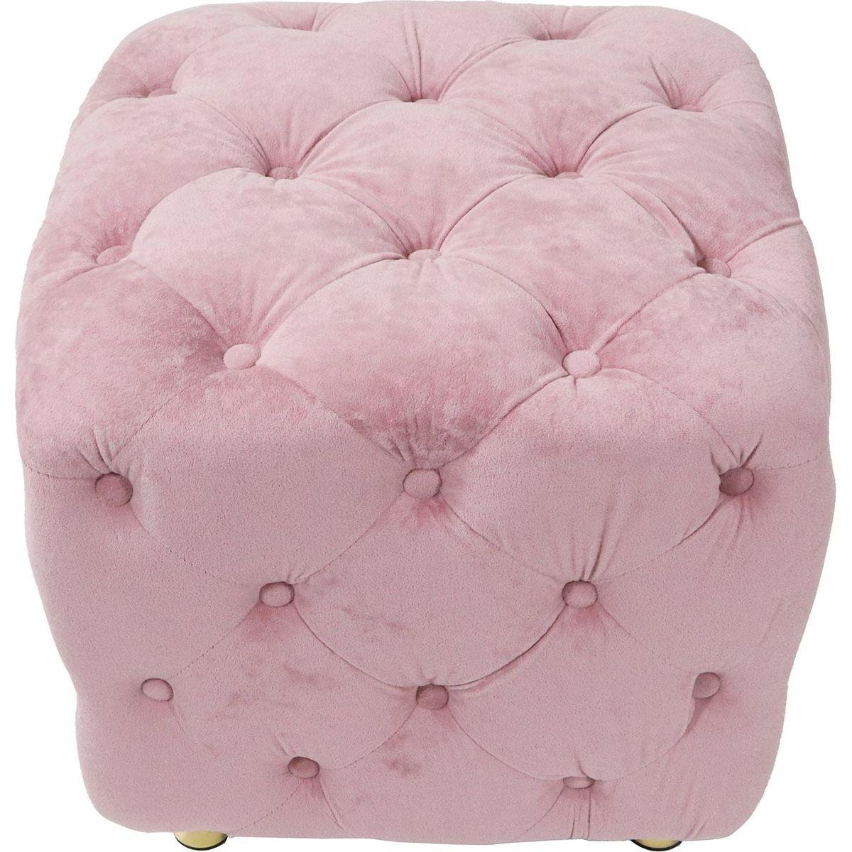 Pink Modern Velvet Upholstered Ottoman, Exquisite Small End Table, Soft Foot Stool, Dressing Makeup Chair, Comfortable Seat for Living Room, Bedroom, Entrance