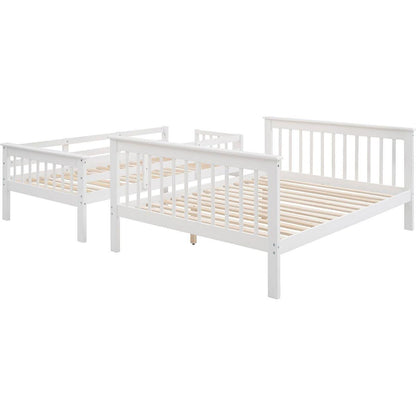 Stairway Twin-Over-Full Bunk Bed with Storage and Guard Rail for Bedroom, White color