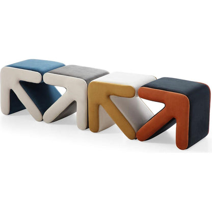 Modern Creative Upholstered Velvet Sofa Stool Kids Stool Shoe Bench Footrest Footstool Multifaceted Stool Ottoman Coffee Table Arrow Design Handicraft Decoration for Living Room Bedroom, Beige+Gold