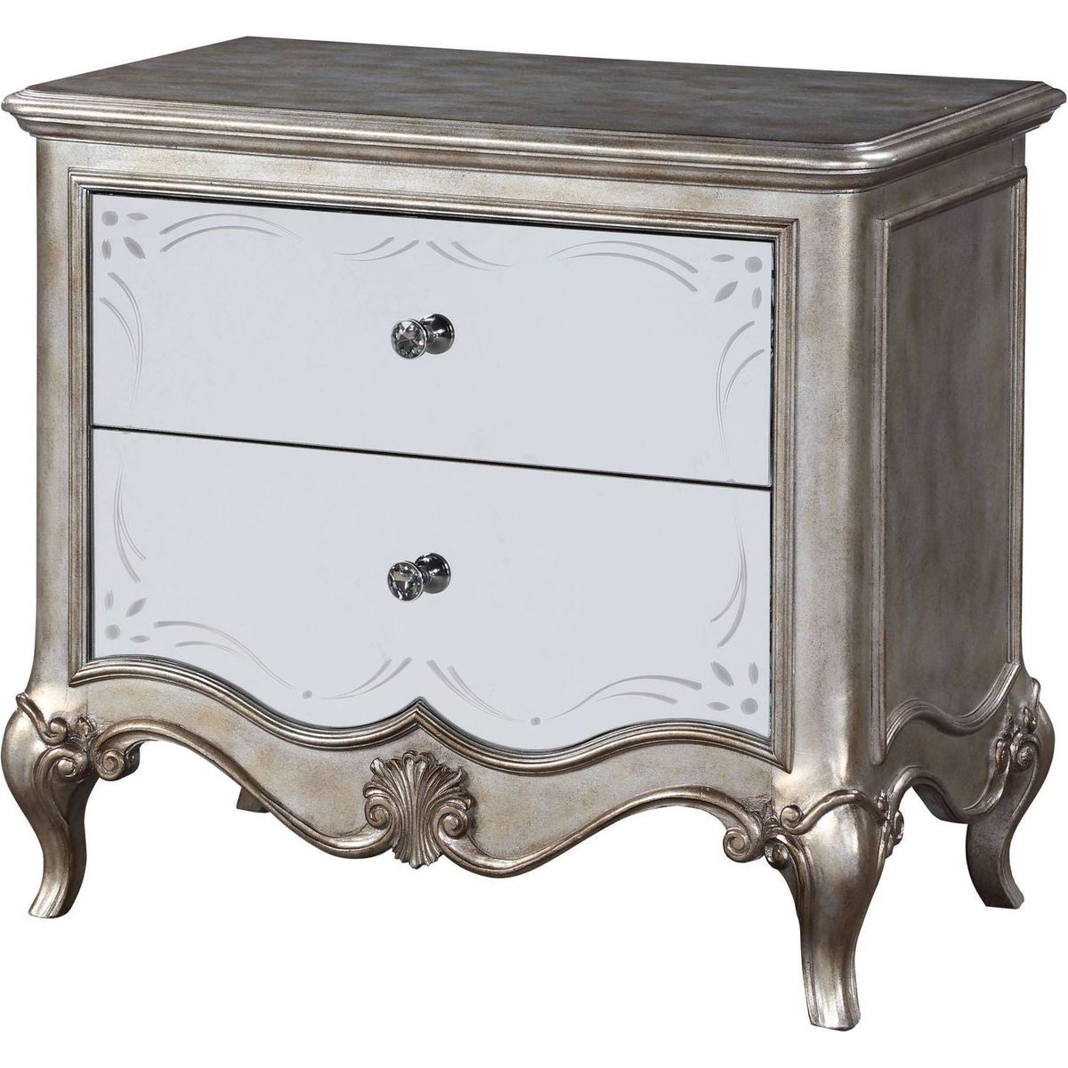 Esteban Nightstand (2 Drw) in Antique Champagne