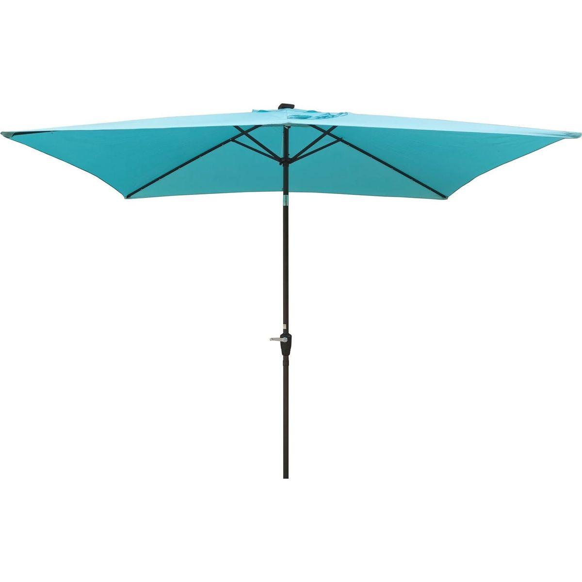 10 x 6.5t Rectangular Patio Solar LED Lighted Outdoor Umbrellas with Crank and Push Button Tilt for Garden Backyard Pool Swimming Pool