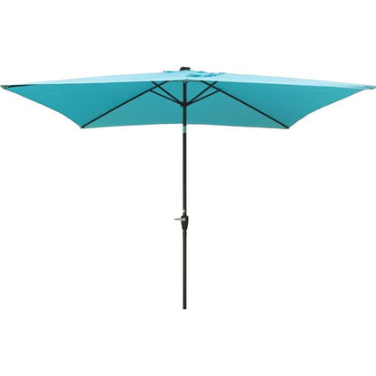 10 x 6.5t Rectangular Patio Solar LED Lighted Outdoor Umbrellas with Crank and Push Button Tilt for Garden Backyard Pool Swimming Pool