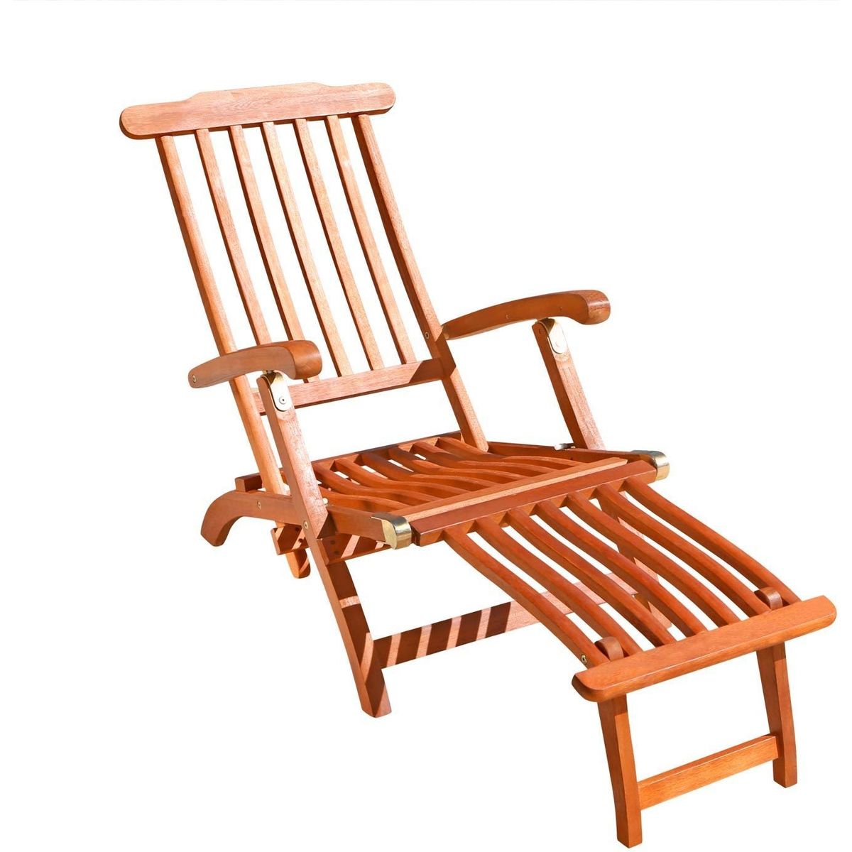 Malibu Outdoor Wood Folding Steamer Lounge