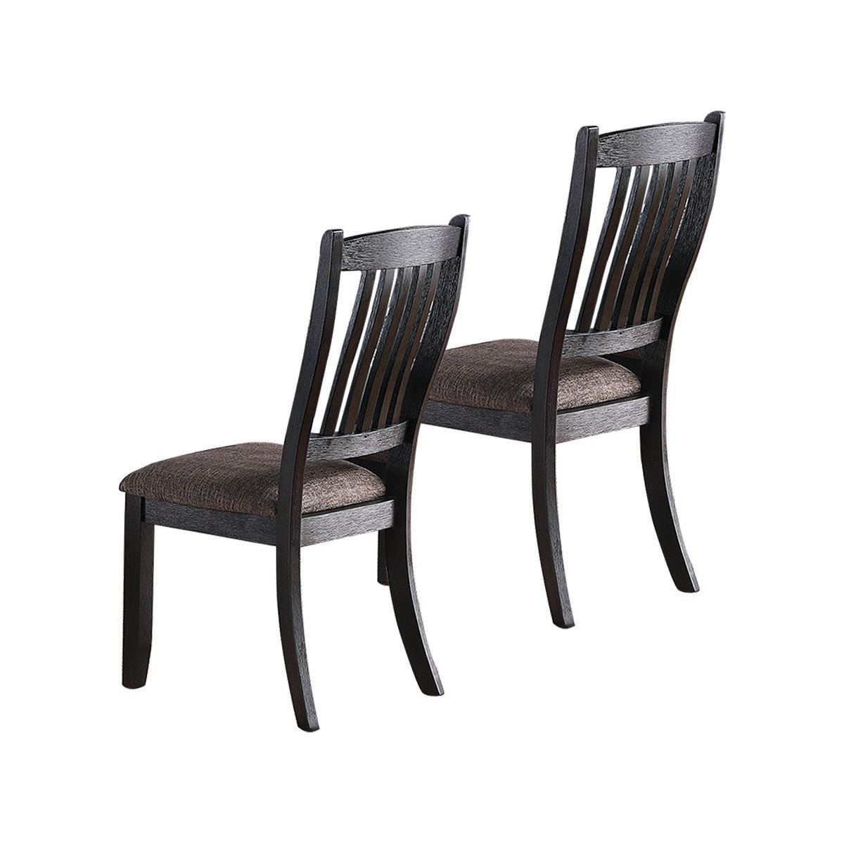 Dark Coffee Fabric Upholstered Side Chairs, Black (Set of 2)