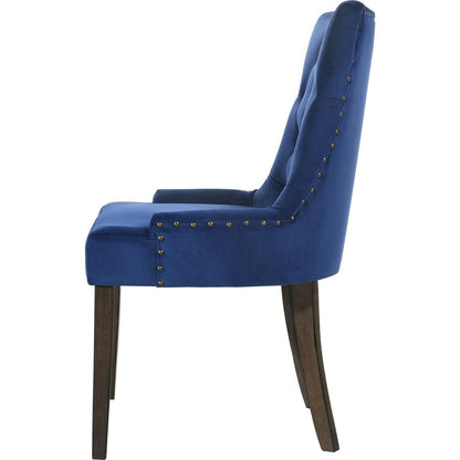 Farren Side Chair, Blue Velvet & Espresso Finish