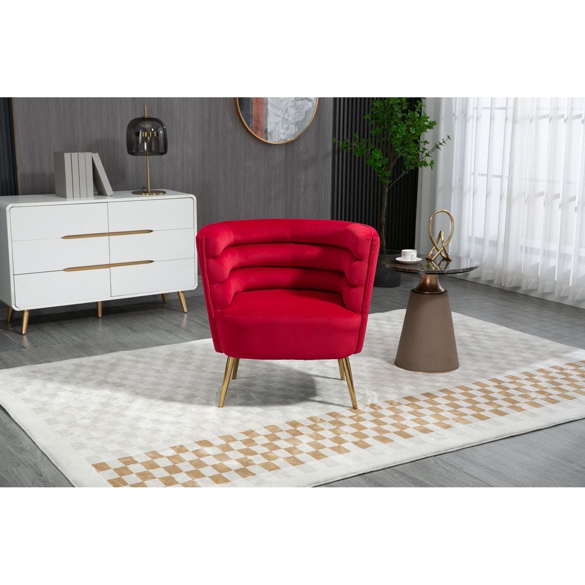 Accent Chair, leisure single chair with Golden feet