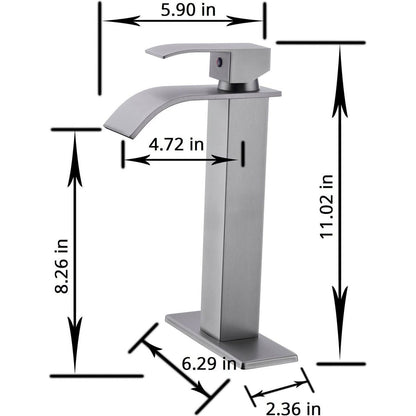 Waterfall Spout Bathroom Faucet, Single Handle Bathroom Vanity Sink Faucet