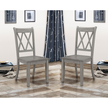 Casual Gray Finish Side Chairs Set of 2 Pine Veneer Transitional Double-X Back Design Dining Room Furniture